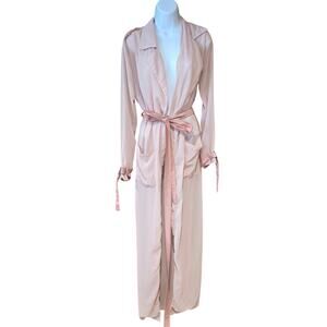 Carli Bybel x Missguided blush‎ duster with satin belt sz 2 EU 34